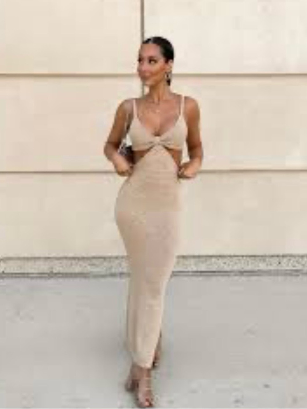 cult gaia Beige Twist-Cut Maxi Dress
